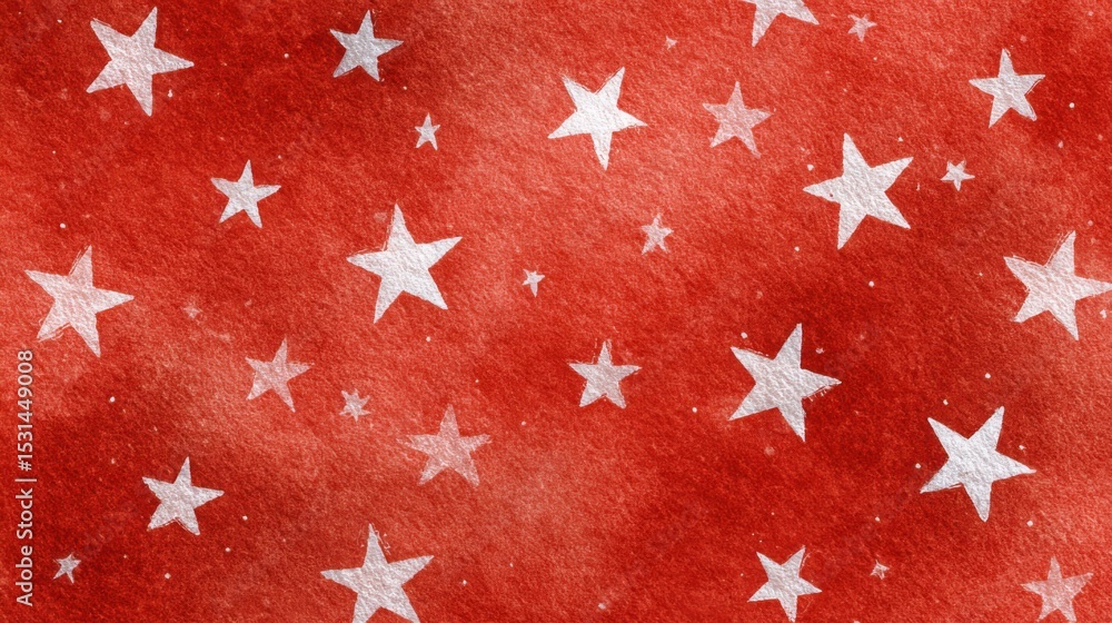 Poster a vibrant red backdrop features scattered white stars in various sizes, creating a whimsical and che