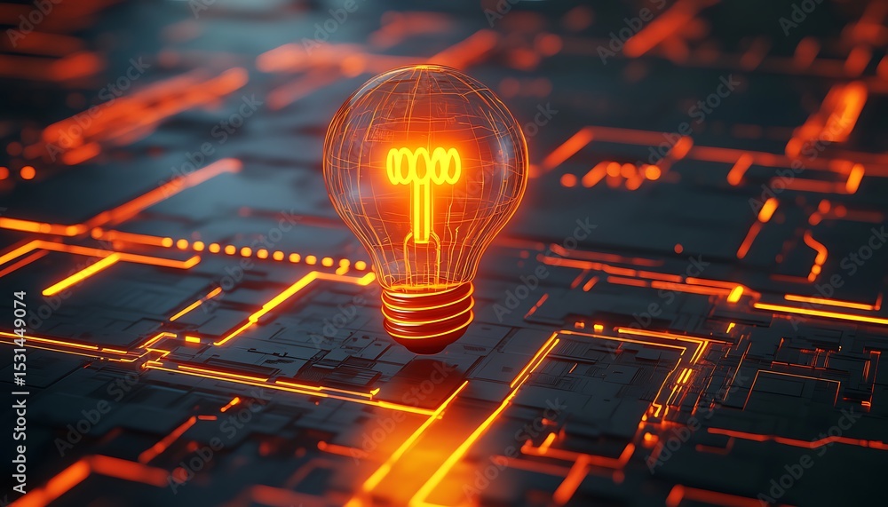Poster glowing retro light bulb on a dark background. 3d rendering