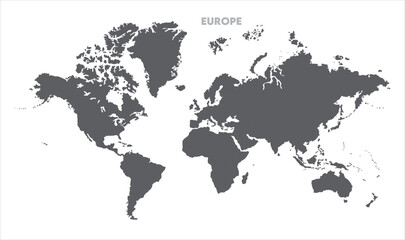 Minimalist Europe map-13, Map of Europe, highlighted on the world map, Europe on the world map, Satellite view, Europe location on the globe.