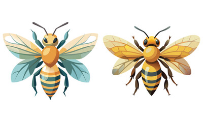 Realistic Honey Bee Icons & Flat Bee Illustrations - Pollinator Insect Art