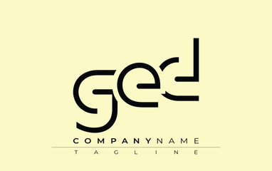 GED abstract letter design. Modern Business Logo Design With Abstract Typography and Contemporary Style