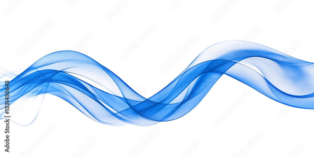 Poster blue wave on isolated transparent background. design element. motion effect. abstract graphic wavy l