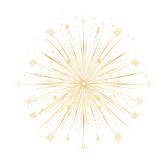 Obraz premium Flash of festive fireworks on transparent background. festive design. golden sparkle effect. design element. Festive lights