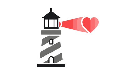 Guiding Light of Affection: A symbolic lighthouse radiating love, its beam shaped into a heart, represents guidance and affection. A beacon of hope and warmth, navigating through darkness.