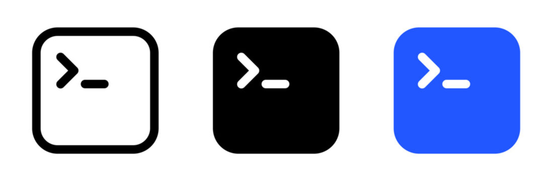 Terminal or command line icon representing coding, programming, developer tools, or system console commands.
