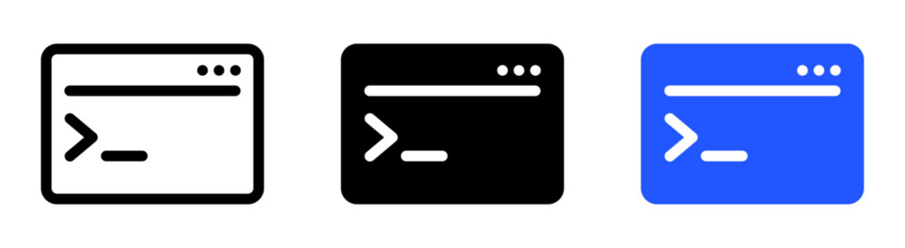 Terminal or command line icon representing coding, programming, developer tools, or system console commands.