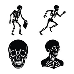 set of humen skeleton skull and crossbones vector art