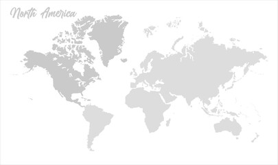 North America highlighted on world map-04, Map of North America, highlighted on the world map, North America on the world map, Satellite view, North America's location on the globe.