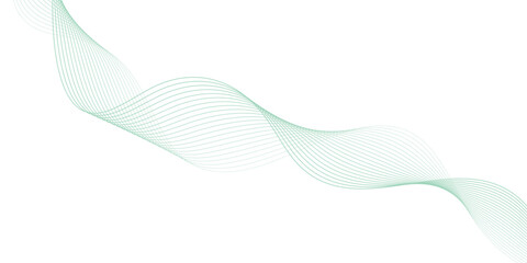 Abstract green lines on a white background. Modern technology wave design. Vector illustration.	