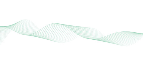 Abstract green lines on a white background. Modern technology wave design. Vector illustration.	