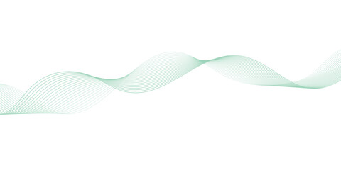 Abstract green lines on a white background. Modern technology wave design. Vector illustration.	