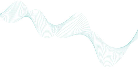 Abstract green lines on a white background. Modern technology wave design. Vector illustration.	