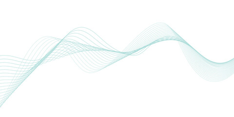 Abstract green lines on a white background. Modern technology wave design. Vector illustration.	