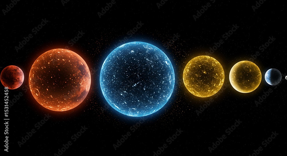 Poster celestial spheres aligned in cosmic array