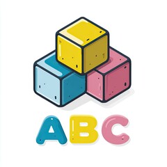 Colorful stacked cubes with ABC letters