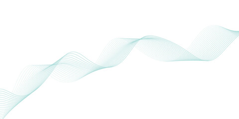 Abstract green lines on a white background. Modern technology wave design. Vector illustration.	
