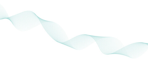 Abstract green lines on a white background. Modern technology wave design. Vector illustration.	