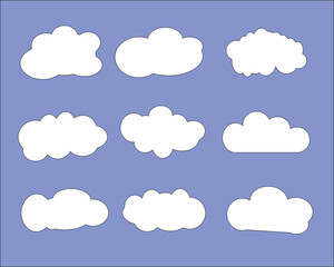 Cloud vector icon set. Editable stroke