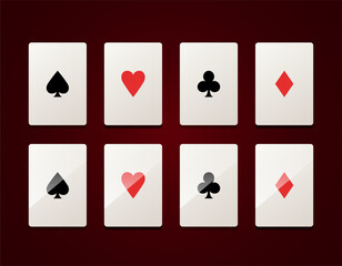 Playing cards. Vector illustration isolated on dark background.