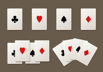 Playing cards. Vector illustration isolated on dark background.