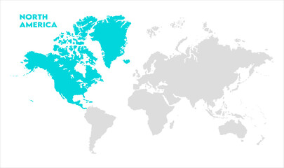 North America map-08, Map of North America, highlighted on the world map, North America on the world map, Satellite view, North America's location on the globe.