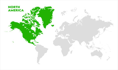 North America map-10, Map of North America, highlighted on the world map, North America on the world map, Satellite view, North America's location on the globe.