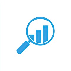 Magnifying glass focusing on a rising bar graph