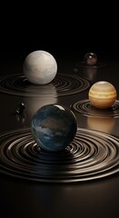 Celestial Spheres Resting on Dark Rippled Plains