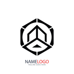 Fototapeta premium Abstract 3D hexagonal cube real estate company logo design with colorful geometric shape vector illustration icon symbol