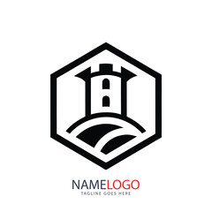Real estate logo vector with a house icon, symbolizing home, property, and building investment