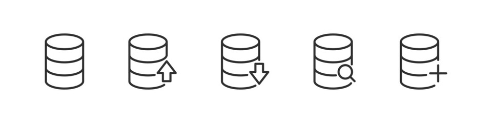 Money and coin icons showing growth, loss and financial processes. Outline vector collection for finance, banking and currency use