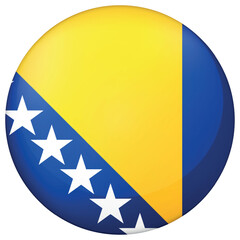 Glass light ball with flag of Bosnia and Herzegovina. Round sphere, template icon. Bosnian national symbol. Glossy realistic ball, 3D abstract vector illustration. Big bubble.