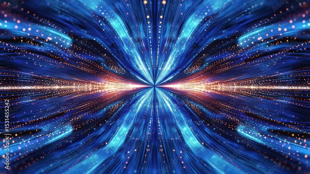 Poster celebration of lights with an abstract blue background in a vibrant display of colors and patterns, 