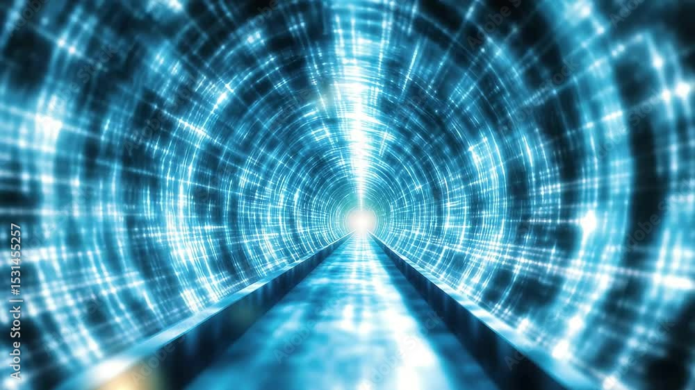 Aufkleber endless glowing digital tunnel conveys a sense of infinite journey through pulsating light, endless 