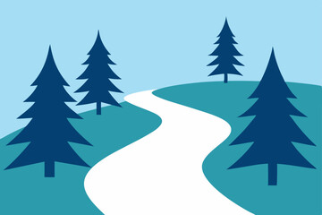Fototapeta premium winter landscape vector illustration