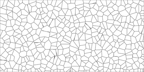 Obraz premium Stained-Glass Background with black lines and Voronoi diagram background. Broken Stained-Glass Geometric Retro Tiles Pattern. geometric shapes crystalize quartz seamless pattern vintage vector