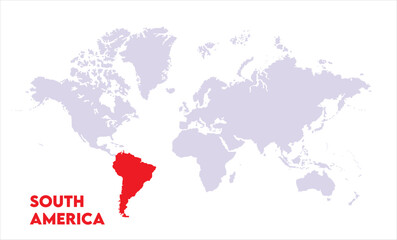 South America highlighted on world map-04, Map of South America, highlighted on the world map, South America on the world map, Satellite view, South America's location on the globe.