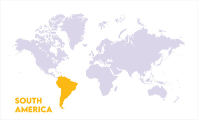 South America highlighted on world map-02, Map of South America, highlighted on the world map, South America on the world map, Satellite view, South America's location on the globe.