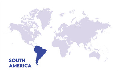 South America highlighted on world map-05, Map of South America, highlighted on the world map, South America on the world map, Satellite view, South America's location on the globe.