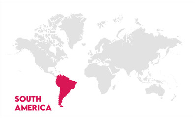 South America in world map-04, Map of South America, highlighted on the world map, South America on the world map, Satellite view, South America's location on the globe.