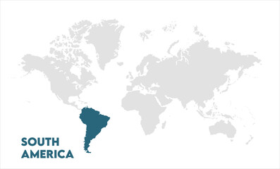 South America in world map-05, Map of South America, highlighted on the world map, South America on the world map, Satellite view, South America's location on the globe.