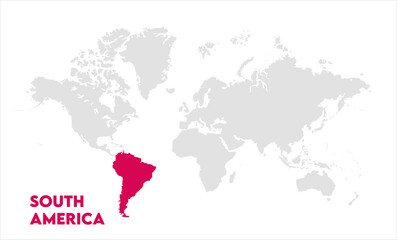 South America in world map-13, Map of South America, highlighted on the world map, South America on the world map, Satellite view, South America's location on the globe.