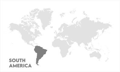 South America in world map-14, Map of South America, highlighted on the world map, South America on the world map, Satellite view, South America's location on the globe.