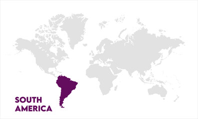 South America in world map-15, Map of South America, highlighted on the world map, South America on the world map, Satellite view, South America's location on the globe.