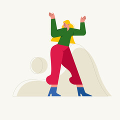 A cartoon flat vector illustration of a character playing an instrument