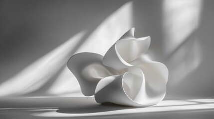 Abstract White Sculpture in Soft Light