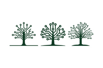 Obraz premium Circuit Board Tree Silhouettes