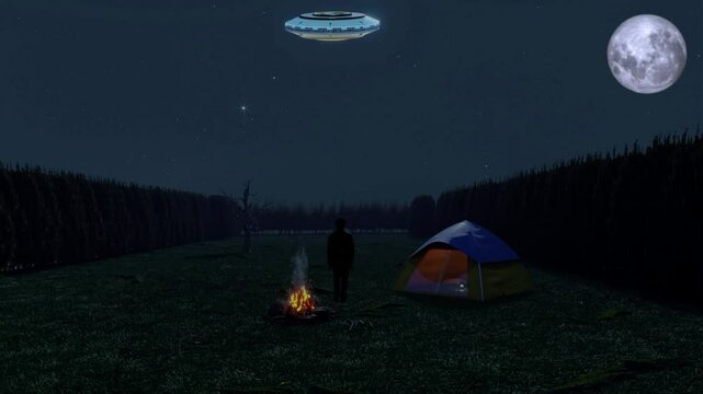 Na clareira da &aacute;rvore morta, em uma noite de lua cheia,  est&aacute; acontecendo uma abdu&ccedil;&atilde;o ou resgate ?