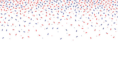 Red and Blue sprinkles banner background, falling decorative sprinkles background. independence day