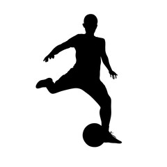 Silhouette of a Soccer Player Performing a Trick Shot